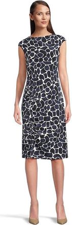 Nic+Zoe Geo Pebble Side Ruche Dress Womens Dress Indigo : MD (US 8-10), Polyester/Spandex