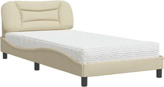 vidaXL Cama Con Colch&oacute;n Tela Color Crema 100x200 Cm Vidaxl