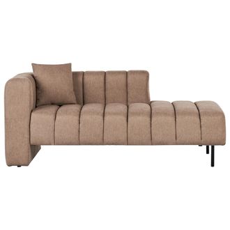 Beliani Beliani - Chaise Longue De Tela Estilo Moderno Con Patas Negras Y Coj&iacute;n Adicional Marr&oacute;n Claro Izquierdo Lannils
