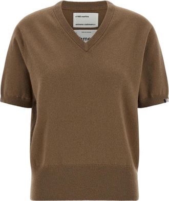Extreme Cashmere N&deg;490 Martina Trui met Korte Mouwen - Dames - Cashmere truien - Bruin - ONE Size - Nylon - Truien & Vesten