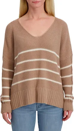 Lucky Brand Striped Textured Sweater in Stucco at Nordstrom Rack, Size X-Small