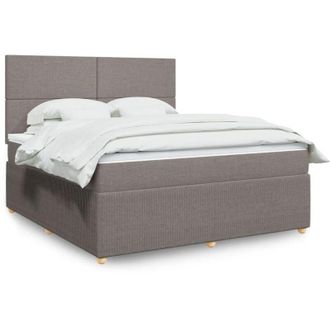 vidaXL Cama Box Spring Con Colch&oacute;n Tela Gris Taupe 180x200 Cm