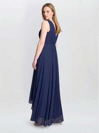 Gina Bacconi Womens Pandora Wrap Effect Hi-Lo Dress - Navy - Size 12 UK