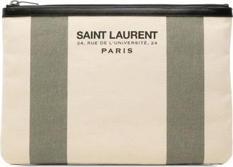Saint Laurent Pre-owned Clutches, female, Multicolor, Size: ONE SIZE Pre-owned Striped Zip Pouch