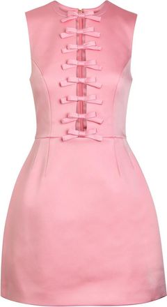 Rebecca Vallance Aymee Bow-embellished Crepe de Chine Mini Dress - Light Pink - 10 (UK10 / S)