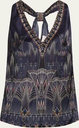 Camilla The Egypt Effect V-Neck Top with Knot Back