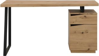 VENTE-UNIQUE.COM Escritorio tradicional efecto madera negro, color natural claro