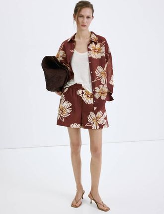 Mango Short stampati cotone bordeaux - Donna - S - MANGO