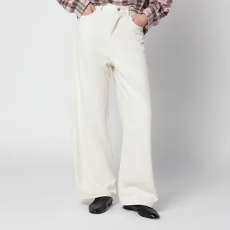 Auralee Pantaloni ampi avorio in denim di seta