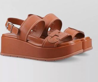 Hogan leather platform slides
