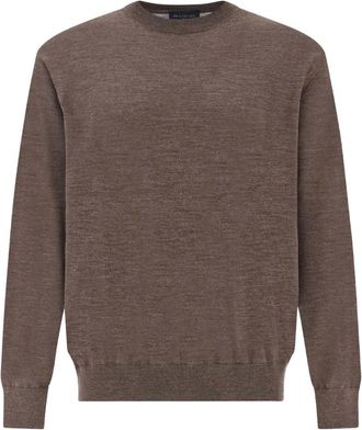 Paul & Shark Truien & Vesten, Heren, Bruin, M, Wol, 140s Superfijne Merinowol Ronde Hals Trui