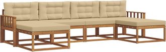 vidaXL Conjunto De Sof&aacute;s De Exterior 6 Uds. Natural Y Beige Vidaxl