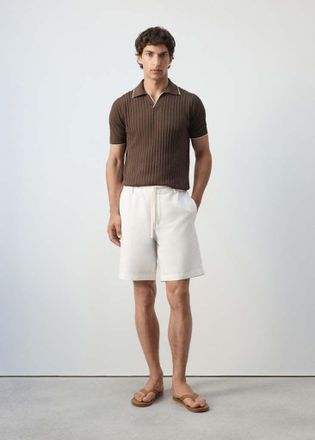 Mango Bermuda relaxed-fit misto cotone lino bianco sporco - Uomo - 44 - MANGO MAN