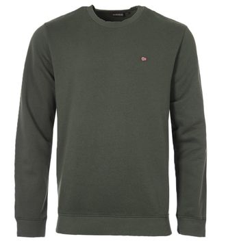 Napapijri Mens Balis Crew Neck Sweatshirt - Green Depths Cotton - Size Small