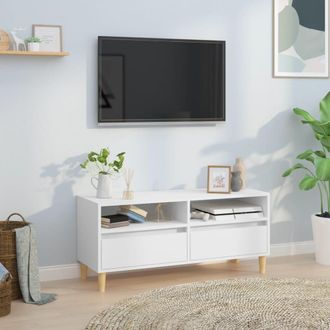 vidaXL Vidaxl - Mueble Para Tv Madera Contrachapada Blanco 100x34,5x44,5 Cm