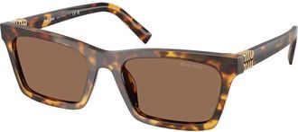 Miu Miu Rechthoekige zonnebril - Dames - Zonnebrillen - Bruin - 55 MM - Accessoires