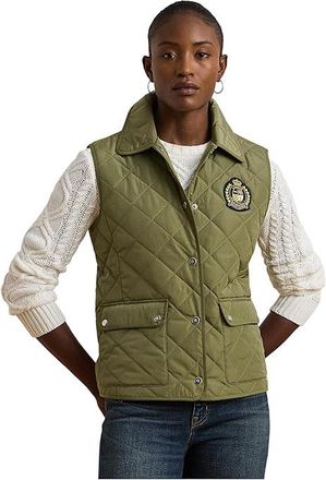 Lauren Ralph Lauren Quilt Vest W Crest 22 Womens Jacket Sage Green : MD, Polyester