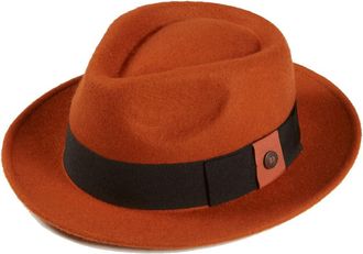 Dasmarca Mens Milange Wool Felt Wide Brim Fedora Hat - James/Pablo Rust - S