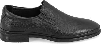Desa Mens Leather Slip-Ons - Synthetic Sole, Flat Heel, Breathable | Black - 41
