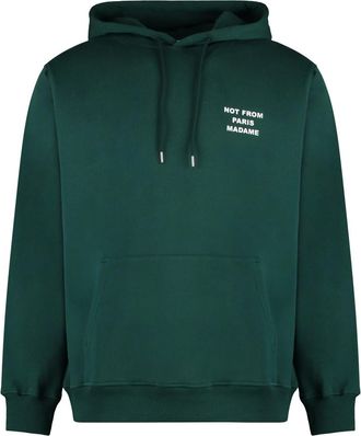 Drôle de Monsieur Hoodies, male, Green, Size: XL Ribbed Cotton Hooded Sweatshirt