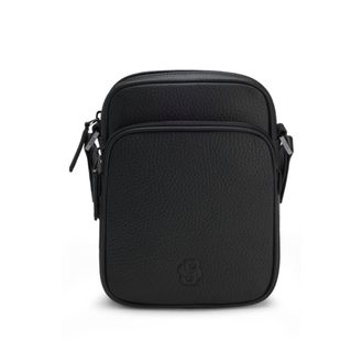 BOSS Italian-leather reporter bag with Double B monogram