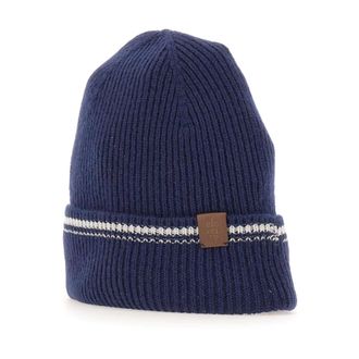 Eleventy Striped-Trim Cashmere Beanie