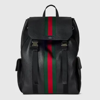 Gucci Web Trademark Medium Backpack, Black, Leather