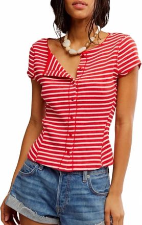 Free People Most Wanted Striped Cardigan In Red/white