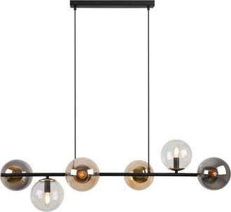 OEM L&aacute;mpara Colgante Siena Negra Y Dorada 6 Planas Pantalla Mixta E14