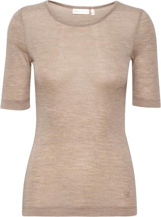 Inwear Havermout Melange T-Shirt Top - Dames - T-shirts - Bruin - 2XL - Wol - Tops