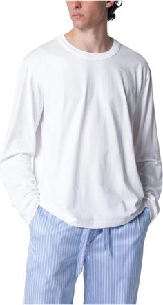 Tekla Tops, Heren, Wit, S, Katoen, Long Sleeve Sleeping T-Shirt