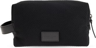 Giorgio Armani Beauty Case in Mesh and Leather - Heren - Toilettassen - Zwart - ONE Size - Leer - Tassen