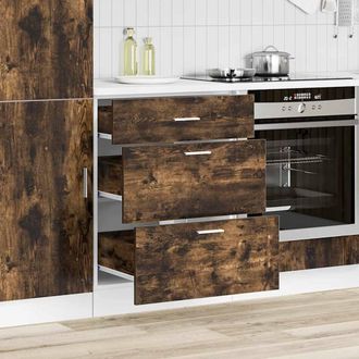 Berkfield Home Kitchen Base Cabinet Smoked Oak Engineered Wood in Brown