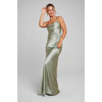 Six Stories Cami Cowl Front Satin Bridesmaid Dress in Sage at Nordstrom, Size 12