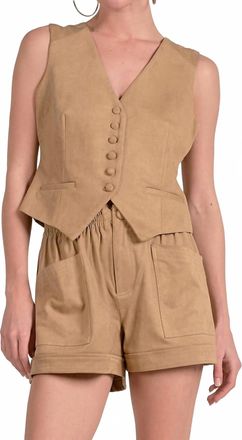 Elan Womens Microsuede Vest In Beige