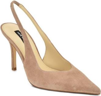Nine West Gerts Slingback Pointed Toe Pump in Natural Suede at Nordstrom, Size 10.5