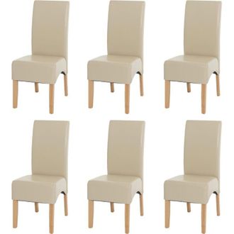 Hhg Hhg - Nunca Usado] Lote De 6 Sillas De Comedor Silla De Cocina Silla Latina, Cuero, Crema, Patas Claras