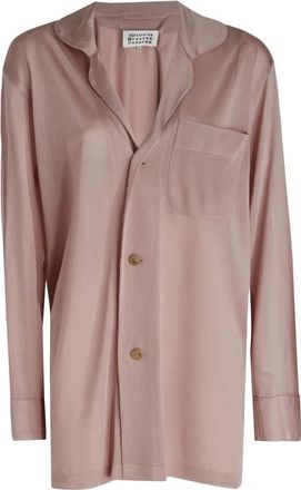 Maison Margiela Oversized Blouse met Knopen - Dames - Overhemden - Roze - S - Satijn - Overhemden
