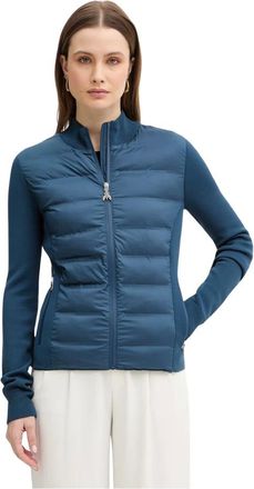 Patrizia Pepe Jassen, Dames, Blauw, L, Wol, Ultralichte Donsjas met Gebreide Inzetten