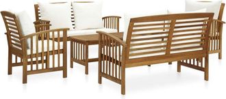 vidaXL Muebles De Jard&iacute;n 5 Piezas Con Cojines Madera Maciza De Acacia Vidaxl