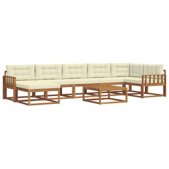 vidaXL Conjunto De Sof&aacute;s De Exterior Con Coj&iacute;n 8 Pcs Natural Y Crema Vidaxl