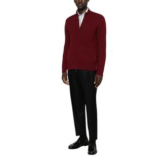 Emporio Armani Vest met rits van scheerwolmix - Heren - Truien - Rood - Maat: S Wol