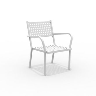 MondoViro Sill&oacute;n de jard&iacute;n bajo de metal blanco 65x63 cm 77h