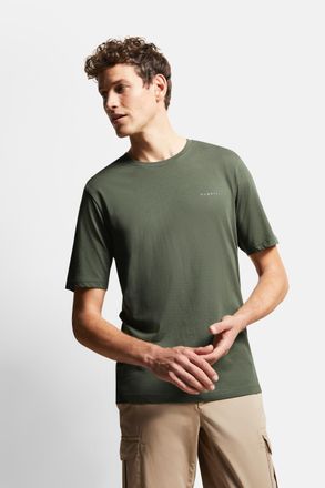 Bugatti T-Shirt BUGATTI, Herren, Gr. S, gr&uuml;n (moos), 100% Baumwolle, normal, Rundhals, gerader Abschluss, Shirts T-Shirt, mit moderner Passform