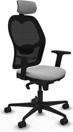 Piqueras y Crespo Piqueras Y Crespo - Jorquera Sincro Malla Negra Similpiel Gris Claro Brazos 2d Base Nailon Cabecero 2d Ruedas 65mm Nailon