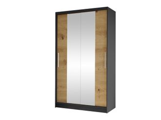 Mirjan24 Mobilier1 - Armario Closico 163, Negro + Roble Artisan, 200x100x58cm, Puertas De Armario: Correderas, N&uacute;mero De Estantes: 0