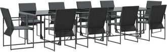 vidaXL Garden Dining Set 11 pcs Black Steel Vidaxl