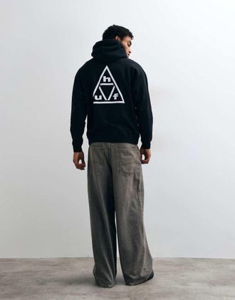 HUF felpa con cappuccio con logo a triplo triangolo nera-Nero