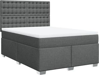vidaXL Cama Box Spring Con Colch&oacute;n Tela Gris Oscuro 160x200 Cm Vidaxl