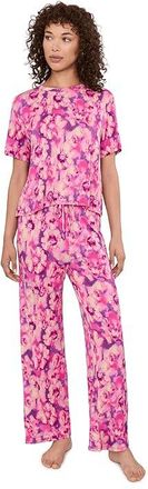 Honeydew Intimates All American T-Shirts Pant Set Womens Pajama Sets Magenta Floral : MD, Polyester/Spandex